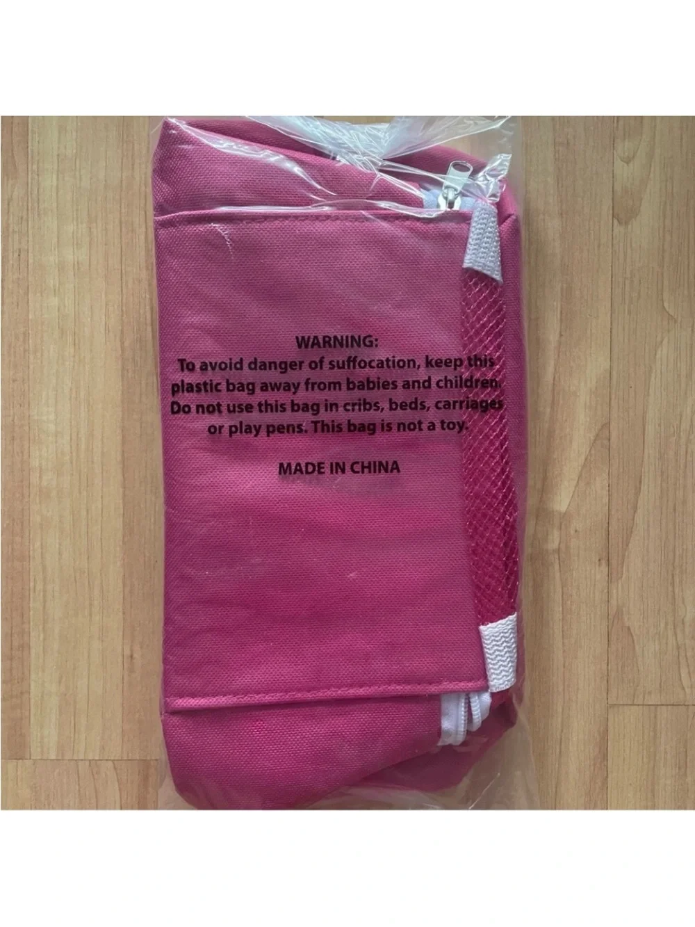 Pink Mesh Tote Bag with White Handles